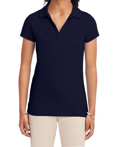 Izod Womens Uniform Short Sleeve Performance Polo Shirt - Blue