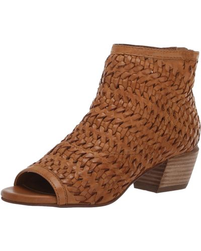 Lucky Brand Mofira Woven Peep Toe Bootie Ankle Boot - Brown