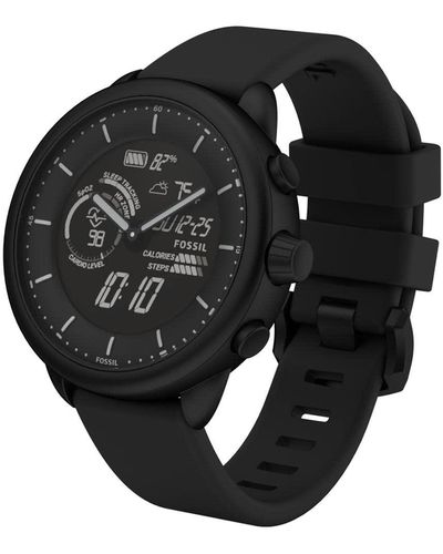 Fossil Or Gen 6 Wellness Edition 44mm Silicone Hybrid Smart Watch - Black