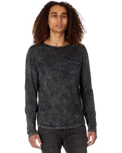 John Varvatos Sid Long Sleeve Crew With Chest Pocket With Galaxy Wash K6393z4 - Black