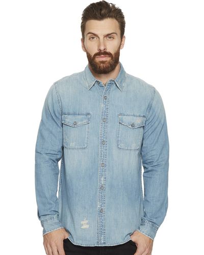 AG Jeans Benning Long Sleeve Denim Shirt - Blue