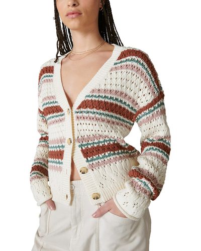 Lucky Brand Button Front Knit Cardigan - Brown