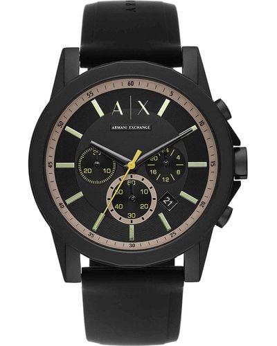 Armani Exchange Chronogrph Blck Gry Silicone Strp Wtch in Black for Men Lyst
