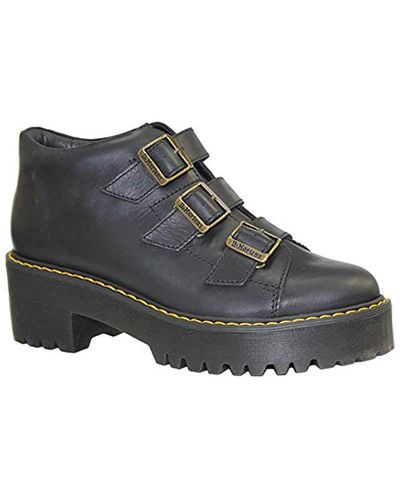Dr. Martens Coppola Leather Buckle Heeled Boots - Black
