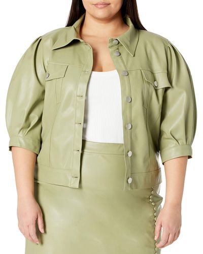 Kendall + Kylie Kendall + Kylie Plus Size Puff Sleeve Button Down Top - Green