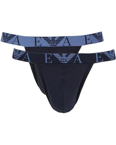 Emporio Armani Underwear 2-Pack Bold Monogram Jockstrap - Bleu