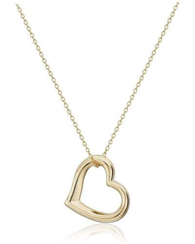 Amazon Essentials Women 18k Yellow Gold Plated Sterling Silver Open Heart Pendant Necklace - Metallic