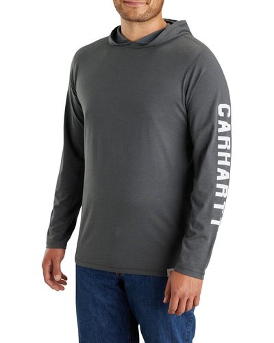 Carhartt Big & Tall Force Relaxed Fit Midweight Long-sleeve Logo Graphic Hooded T-shirt - Black