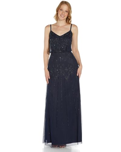 Adrianna Papell Beaded Blouson Gown - Blue