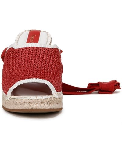 Franco Sarto S Sierra Lace Up Espadrille Wedges Cherry Red 6 M