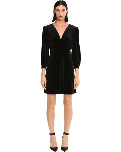 Donna Morgan Long Sleeve Empire Waist Velvet Dress Party Event Occasion Date Night Out Guest Of - Black