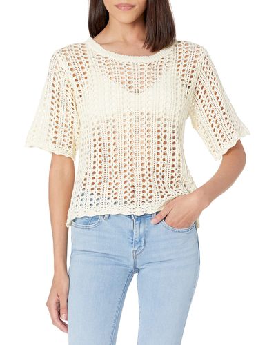 Kendall + Kylie Kendall + Kylie Plus Size Short Sleeve Crochet Top - White