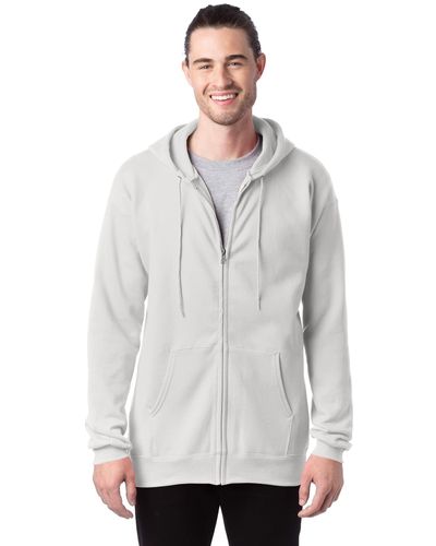 Hanes Mens Full Zip Ultimate Heavyweight Hoodie Hooded Sweatshirt - Gray