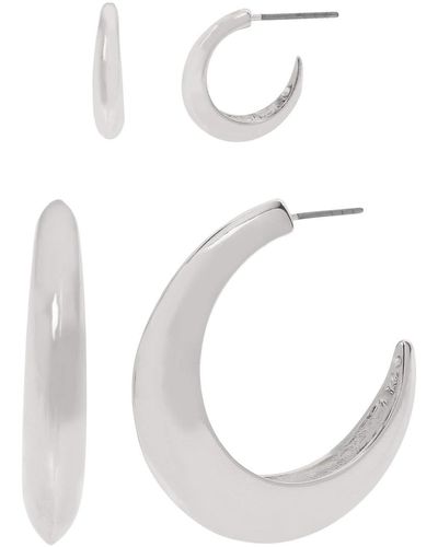 Kenneth Cole Sculptural Curved Hoop Earrings Set - Metallic