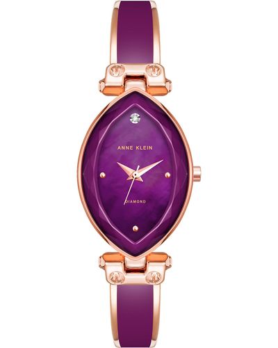 Anne Klein Genuine Diamond Dial Bangle Watch - Purple