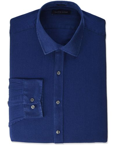 Tommy Hilfiger Dress Shirt Slim Fit Solid - Blue