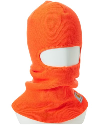 Carhartt Mens Knit Insulated Face Mask Cold Weather Hat - Orange