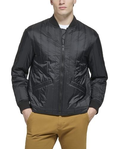 Dockers Channel Quilted Open Bottom Bomber Jacket - Gray