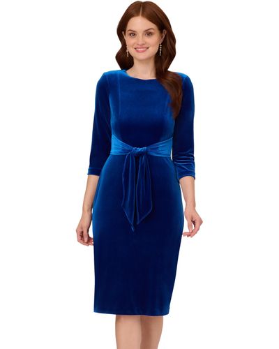 Adrianna Papell Velvet Tie Front Dress - Blue