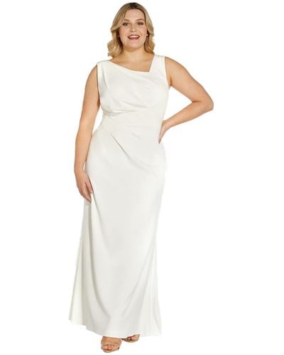 Adrianna Papell Plus Size Embellished Crepe Gown - White
