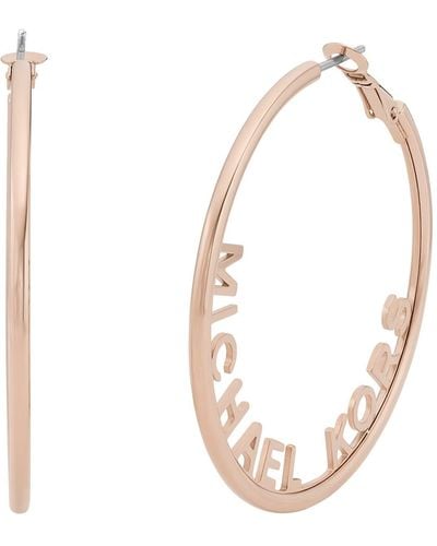 Michael Kors Stainless Steel Mk Logo Hoop Earrings For - Metallic