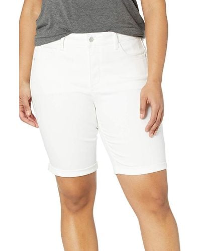 NYDJ Plus Size Briella Jean Shorts With Roll Cuffs | Slimming & Flattering Fit - White