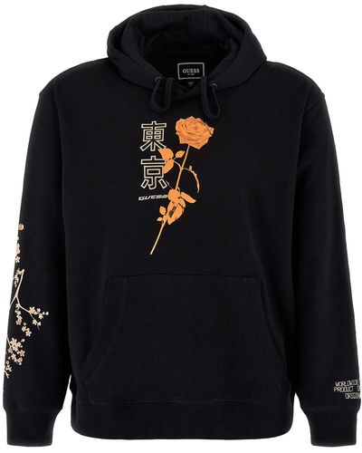 Guess Sweatshirt Molton Roy Tokyo Floral - Schwarz