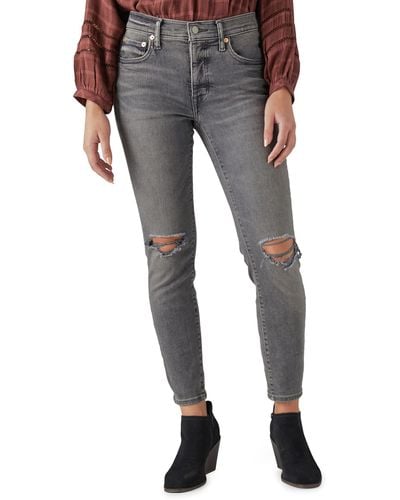 Lucky Brand Womens Bridgette High Rise Skinny Jeans - Gray