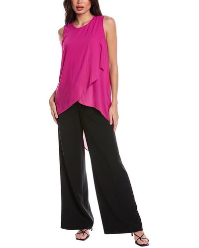 BCBGMAXAZRIA Sleeveless Blouse With Asymmetrical Hem Relaxed Fit Top - Pink