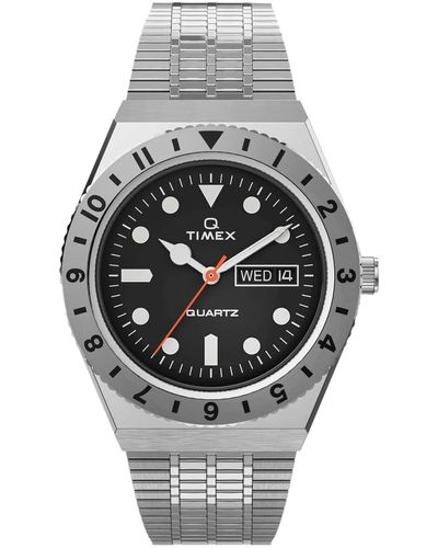 Timex Montre Q - R Dition - 38 Mm - Bracelet Acier Inoxydable - Noir & Vert - Metallic