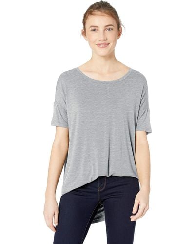 Amazon Essentials Jersey Relaxed-fit Short-sleeve Drop-shoulder Scoopneck Tunic - Gray
