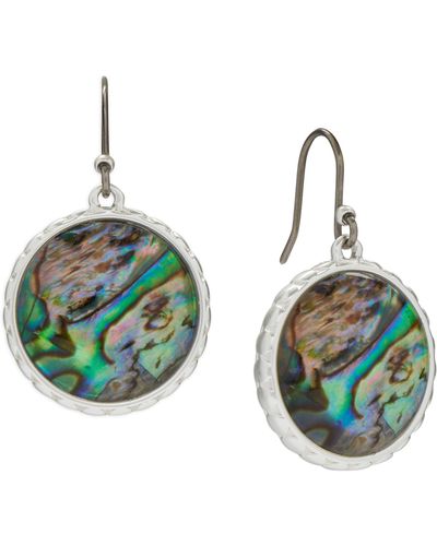 Lucky Brand Silver-tone Abalone Coin Drop Earrings - Green