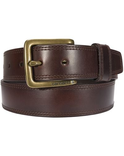 Carhartt Standard Rugged Leather Engraved Buckle Belt - Brown