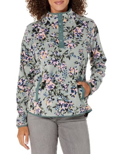 Vera Bradley Snap Collar Fleece Pullover Sweatshirt With Pockets - Green