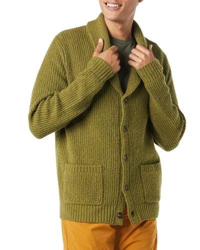 Amazon Essentials Cardigan Morbido a iche Lunghe con Collo Sciallato Uomo - Verde