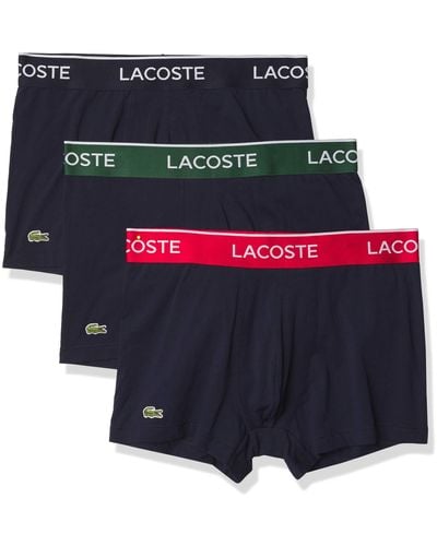 Lacoste Casual Classic 3 Pack Colorful Waistband Cotton Stretch Trunks - Blue