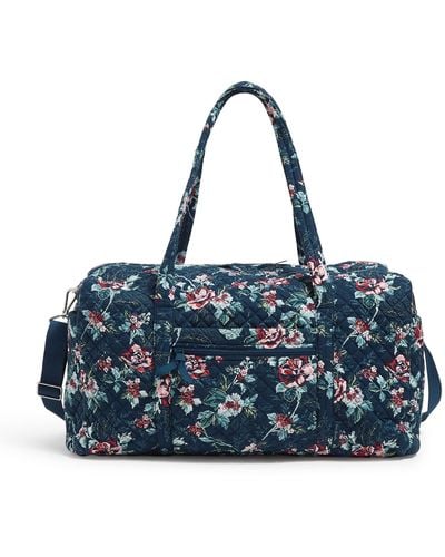 Vera Bradley S Cotton Large Duffel Travel Bag - Blue