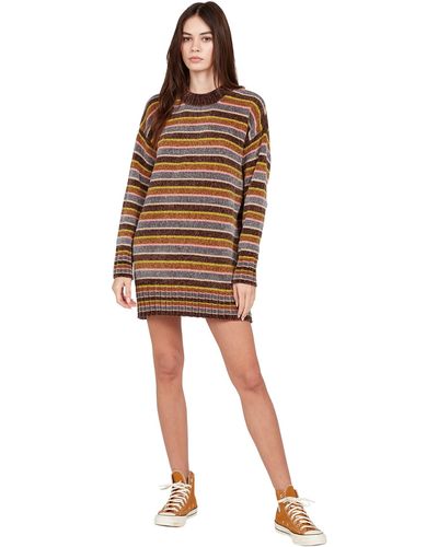 Volcom Bubble Tea Love Sleeve Sweater Dress - Brown