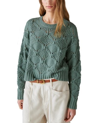 Lucky Brand Open Stitch Pullover Sweater - Green