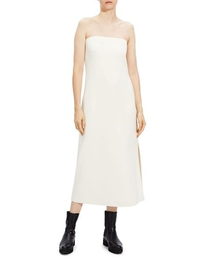 Theory Womens Crepe Strapless Maxi Dress - Natural