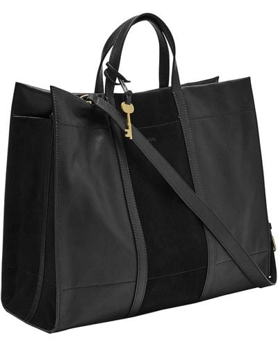 Fossil Carmen Leather Tote Bag Purse Handbag - Black