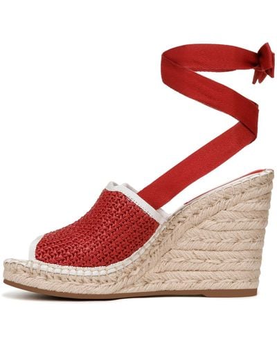Franco Sarto S Sierra Lace Up Espadrille Wedges Cherry Red 9 M
