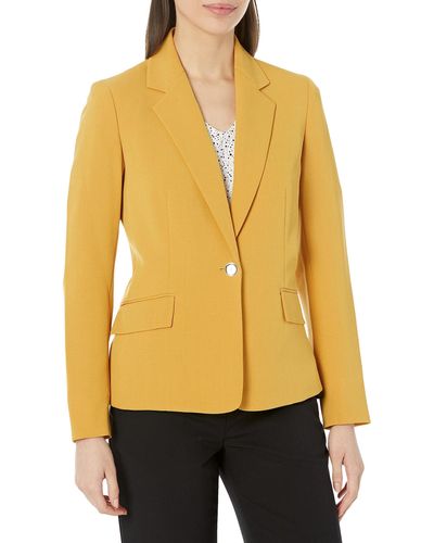 Kasper 1 Bttn Jacket W/slit Sleeves & Flap Pkts - Yellow