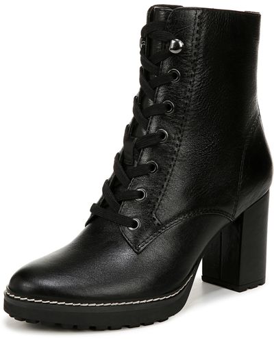Naturalizer S Callie Lace Up Heeled Bootie Black Leather 7 Ww