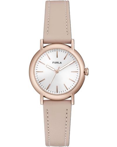 Furla Ladies Nude Genuine Leather Leather Watch - Natural