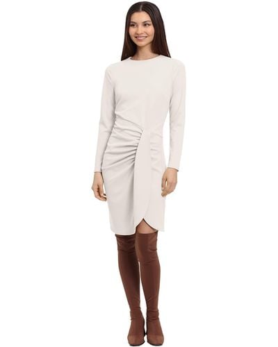 Donna Morgan Long Sleeve Faux Wrap Dress - White