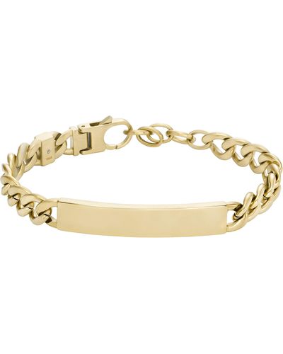 Fossil Stainless Steel Gold Id Chain Bracelet - Metallic