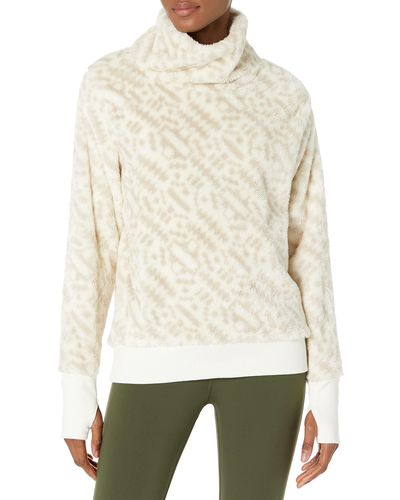 Andrew Marc Print Fur Funnel Neck Tunic - Natural