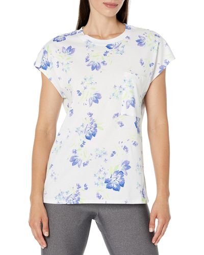 Andrew Marc Sport Creck Neck Floral Printed Short Sleeve T-shirt - White