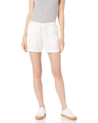 Amazon Essentials Shorts aus Leinengemisch mit Zugband und 12,7 cm Innenbeinlänge - Weiß
